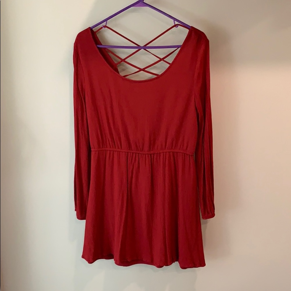 Red long sleeved dress